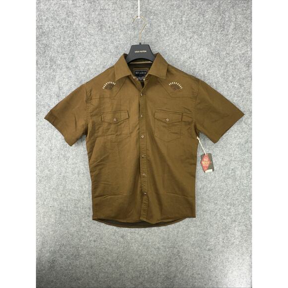 Outlander by Craft & Flow Men's Western Shirt Size M Brown Short Sleeve NWT - Picture 1 of 11